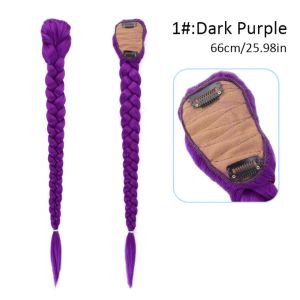 SKJK With Clips Kpop Demon Hunters Wig Synthetic Braided DlY Hairstyles Purple Hair Ponytail Creative Anime Style Rumi Costume Hairstyle Gift
