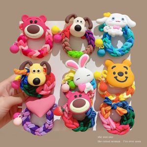 TRADER หมีพูห์ ที่คาดผม ดีไอวาย อีลาสติก เชือกมัดผม สร้างสรรค์และสร้างสรรค์ อุปกรณ์เสริมยาง ยางรัดผม สำหรับเด็กๆ