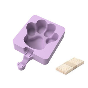 🍦Reusable Cute Cartoon Silicone Ice Cream Mold DIY Homemade Cat Claw with 20pcs Wooden Stick