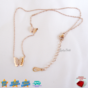 Lovelybutik - Kalung Titanium Wanita Anti Karat Import Br3nda Kalung Cewek Model Baru Liontin Kupu-Kupu Bonus Kotak Perhiasan