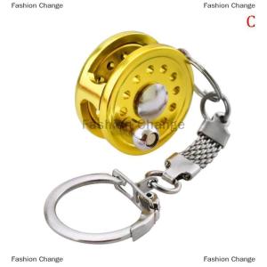 [COD] Fashion Change 1Pcs Alloy Fishing Reel Drum Pendant Keychain Key Wheel Outdoor Fishing Tackle