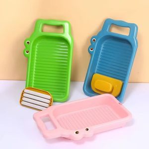 XINQUJIANG Anti-slip Laundry Board Thicken Plastic Integrated Lovely Washing Board Convenient Cartoon Crocodile Integrated Washbasin Home Dormi Laundry