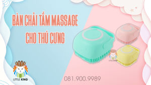 Bàn chải tắm massage cho chó mèo đầu silicon massage tạo bọt nhanh tiết kiệm nước có khay đựng sữa tắm