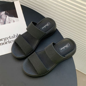 [Free Shipping] WomenS New Summer Slippers With Thick Soles Double Straps Solid Color Suitable For Daily Wear Casual Beach WomenS Shoes