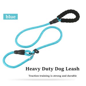 Heavy Duty Pet Dog Thick Slip LeashAdjustable Collar fit Any SizeNylon Rope Leash for Big Dogs HuskyLabrador,Golden Retriever