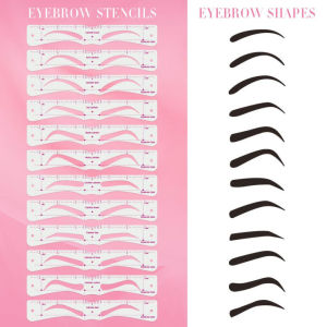 Cetakan Alis 12 Pola dengan Tali Karet - Alat Rias untuk Mempermudah Arsiran Eyebrow Viral