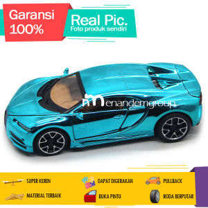 Diecast Miniatur Mainan Mobil Sedan Balap Bugatti Chiron Super Sport Metalik Chrome Besi Metal