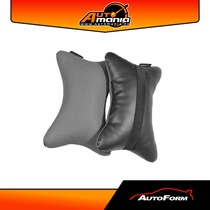 Autoform 2 pieces HC4X2 2 in 1 Car Headrest Neck Cushion Pillow Support Leather Black Air Gray