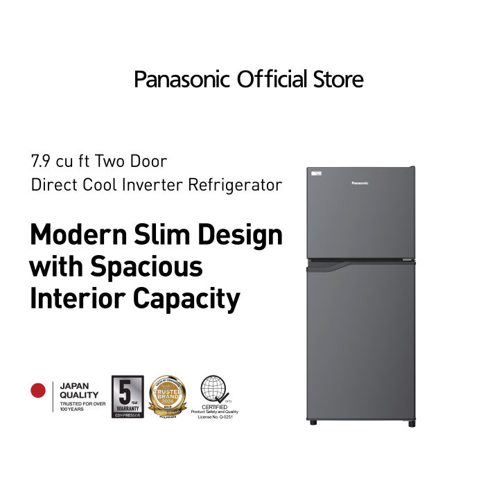 Slim Inventer Ref Panasonic NR-BQ211VS 7.9 cu. ft. 2 Door Top Mount Freezer Direct Cool ...