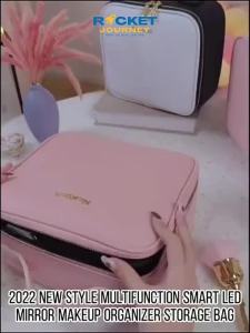 LED Light Mirror Makeup Travel bag Cosmetic Bag Women Handbags Smart Beauty Toiletries Kit Makeup Organizers Storage Bag