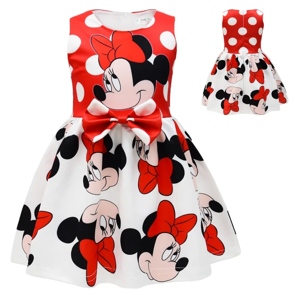 New Red Minnie Mouse Dress for Baby Girl Summer Sleeveless Bow Mickey Mini Mouse Print Princess Dress Birthday Outfit Children Kids Girls Party Costume Lazada PH