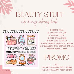 Beauty Stuff Cute And Easy Coloring Book Buku Mewarnai Anak Dewasa Healing Therapy Aesthetic Kertas Super Tebal