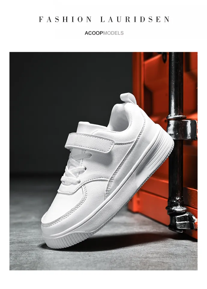 school shoes white leather waterproof kids shoes for boys girls