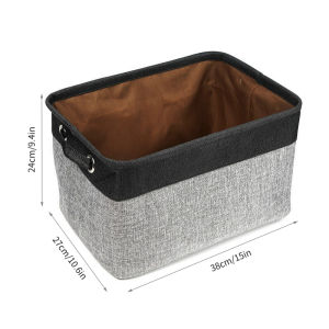 Konco Storage Basket Bin  Large Cube Storage Box Linen Fabric Built-in Soft Lining Foldable Organizer with Handles Laundry Basket