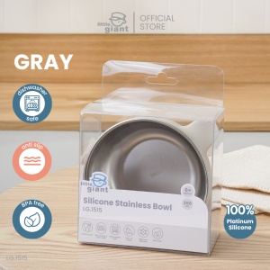 Little Giant SILICONE STAINLEES BOWL | Mangkuk Stainless MPASI dengan Suction | Silicone Platinum