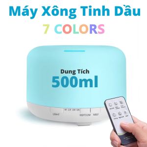 Máy Xông Tinh Dầu Phòng Ngủ Remote LED 7 Màu - Máy khuếch Tán Tinh Dầu Thơm Phòng Phun Sương Bù Ẩm