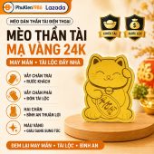 Mèo thần tài mạ vàng 24k rước lộc vào nhà - Đem lại may mắn tài lộc - HÀNG CÓ LỚP KEO DÁN