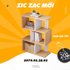 Kệ gỗ ziczac trang trí kệ sách thông minh cho ngôi nhà của bạn thêm phần sang trọng chất gỗ MDF đã cải tiến chịu lực.