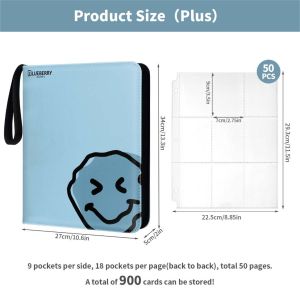 Blueberry Binder Zipper Album 400/900 Pocket Pokemon Lomo Card Binder Photocard Leather Binder Sleeves BERYFAM