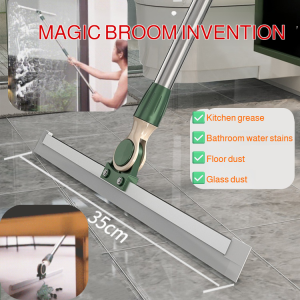 Magic Broom Sweeping Silicone Artifact Floor Scraper Household Mop Toilet Bathroom Toilet Scraper Hanging Water Board Device 魔术扫把地板神器