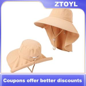 【ZTOYL】 Summer Women Bucket Hat With Shawl Lightweight Breathable Face Neck Protection Sun Hat Beach Cap Design Travel