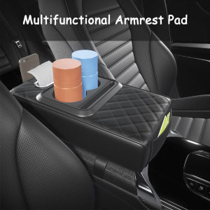 4 In 1 Car Armrest Storage Box Car Center Console Organizer With Cup Holder Armrest Storage Organizer Box Arm Rest For Car SUVs Trucks