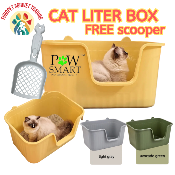 Pawsmart Semi Enclosed Giant Big Cat Litter Tray Box with Scooper