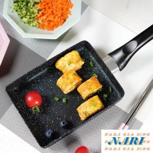 Chảo Vuông Vân Đá Bếp Từ Tithafac 13.5 x 37.5cm - Chảo chống dính vân đá dùng được bếp từ - gia dụng Nari