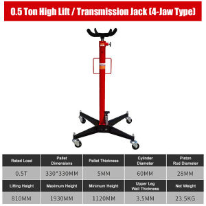 0.6T Hydraulic Telescoping Transmission Jack High Lift 2-Stage Floor Jack Stand Garage Lift Hoist