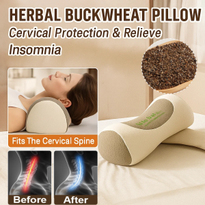 Buckwheat Pillow Concave Convex Pillow Cylindrical Herbal Pillow Cervical Support Improve Sleeping Relieve Neck Fatigue Lumbar Support Pillow