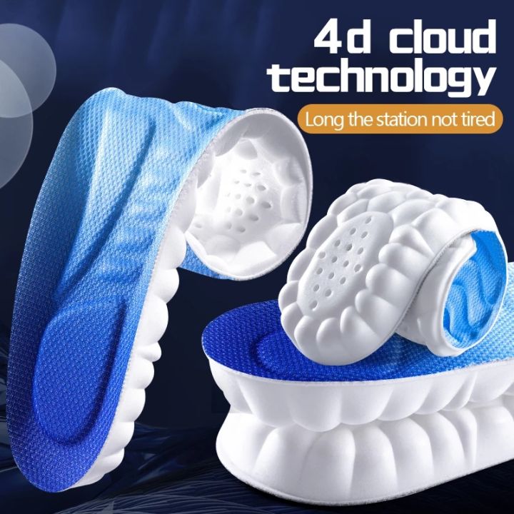 4D Orthopedic Sport Insoles for Feet PU Sole Soft Breathable Shock Absorption Running Shoes Pad