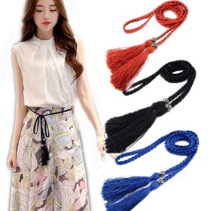 BEAUTYandLADIES Decorated Women Woven Rope Bow Tassle Waistband Tassles Belts Braided Belts Waist Chain Waist Rope