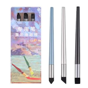 ERMENLED 3Pcs Washable Oil Pastel Blending Pen Reusable Soft Sponge Head Paintbrushes Wipe Coloring Brush for Painting Art Supplies