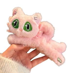 FUDESHE Cat Grasping Clip Non-Slip Plush Hair Accessories Elegant Strong Hold Bow Hairgrips for Girl