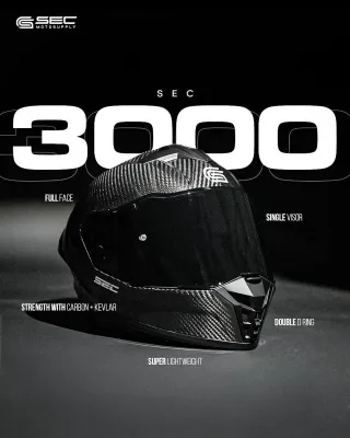 SEC 3K Carbon Series Full Face Helmet for Motorcycle (S–XXL) (DSEC-06667)