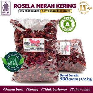 Teh Bunga Rosella Merah Kering LY Aja 1Kg/500g Rosela Herbal Kaya Antioksidan