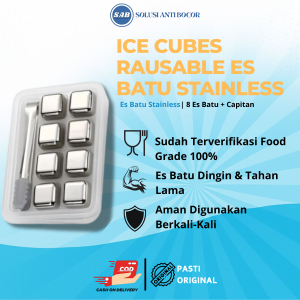 Es Batu Stainless Steel 8pcs Es batu Stainless anti karat ramaha lingkungan