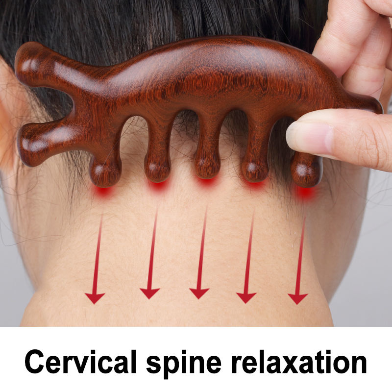 Anti-Static Sandalwood Wide Tooth Meridian Massage Comb, Multifunctional Head & Shoulder Relax Health Care Wooden Comb
_voghion.com