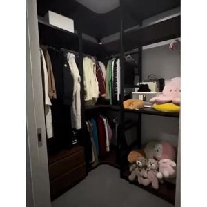 Open Wardrobe Iron Double-layer Metal Frame Bedroom Floor-standing Clothes Hanger With Dust Curtain Wardrobe