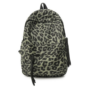 New Japanese-style leopard print backpack: cute sweet fashionable and casual perfect for young girls with a soft and adorable design and a trendy preppy style suitable for students