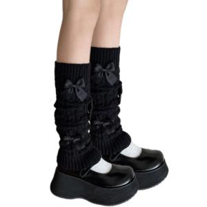 Phụ Nữ Nhật Bản Thẩm Mỹ Thanh Lịch Cáp Đan bọc ấm chân Bao Gồm Ngọt Ngào Bowknot Chân Bê Vớ bọc Ủng Thời Trang dạo phố