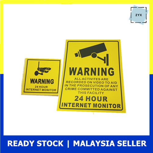 CCTV Sticker Surveillance Warning Sign 24 Hours Monitor Video Alert ...