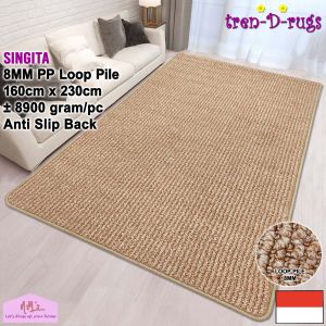 Tren-D-rugs Karpet polos salur tebal minimalis stripe alas lantai ruang tamu 160 cm x 230 cm - NMs