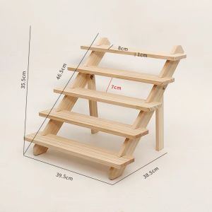 5 Layers Wooden Ladder Rack Jewelry Display Storage Wood Multi-layer Dolls Action Figures Desserts