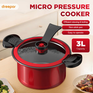 Dreepor Micro Pressure Cooker 3L Stew Pot Non-Stick Pot Multifunctional Pressure Cooker Soup Pot