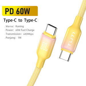 Kabel Data & Pengisian Cepat TUTI Type C 60W Kecepatan Tinggi untuk Samsung/Oppo/Vivo/Mi/Realme/Infinix - Warna Coffee