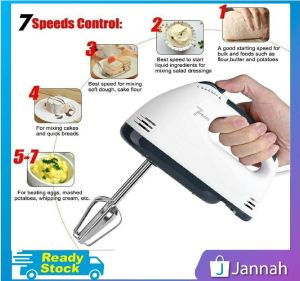 Jannah Malaysia 2 Pin Plug Adjustable Hand-held Egg Beater Whisk Cake Food Mixer Kitchen Tool 10Y2