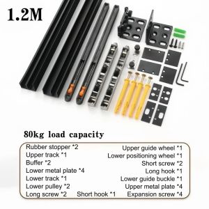 Ghost Concealed Soft Close Sliding Barn Door Track Floating Back Hidden Sliding Door Rail Set 80kg load capacity Suitable door width 50cm-150cm