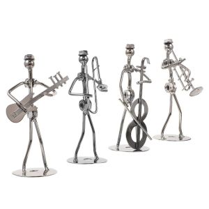 INNEED Musician Music Instrument Ornament Violin Craft Guitar Decoration Minimalist Metal Ironwork Band Ornament Home Decor Scene