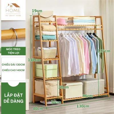 Kệ Tủ Treo Quần Áo Gỗ Tre Mẫu Lớn Giá Treo Quần Áo Đa Năng Kệ Treo Quần Áo Hàng Nhập Khẩu